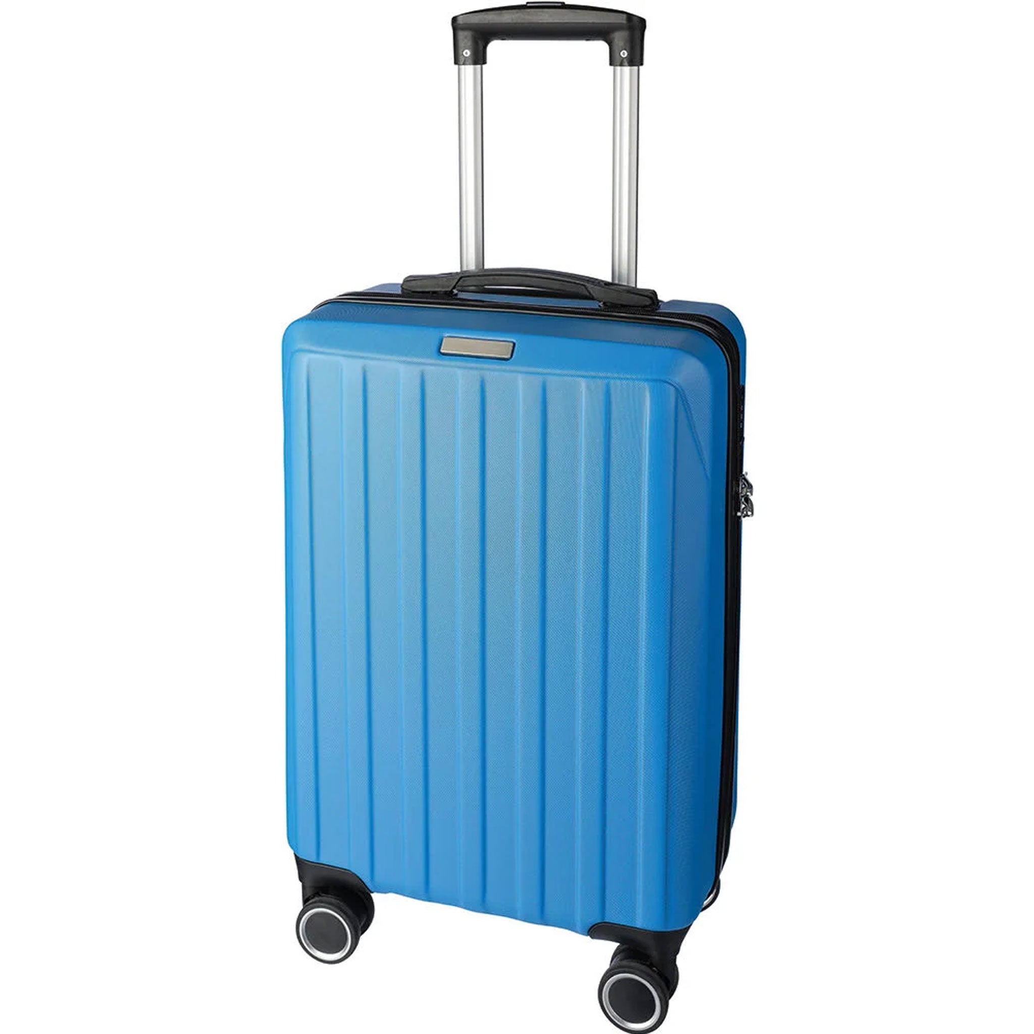 ABS Koffer Alaric in Blau mit ausgezogenem Metallgriff