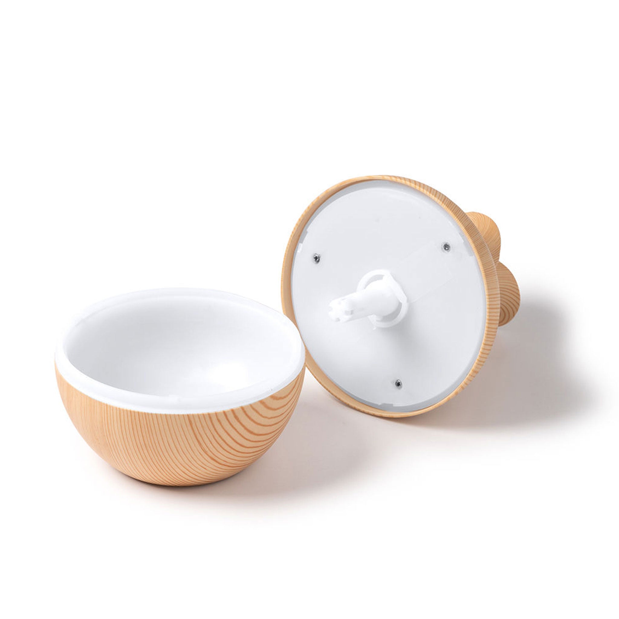 Aroma Diffusor und Luftbefeuchter in Holzoptik mit geöffnetem Behälter