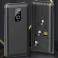 Schwarze Powerbank mit integriertem 4-in-1-Ladekabel