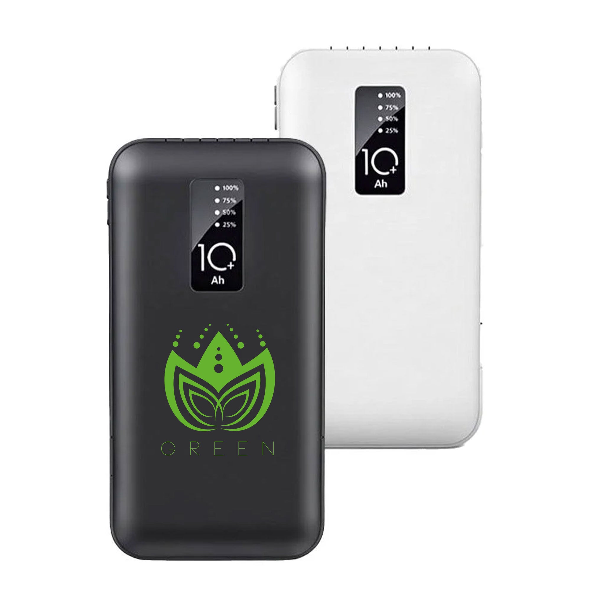 Black and White Powerbank mit Druck auf dem Gehäuse