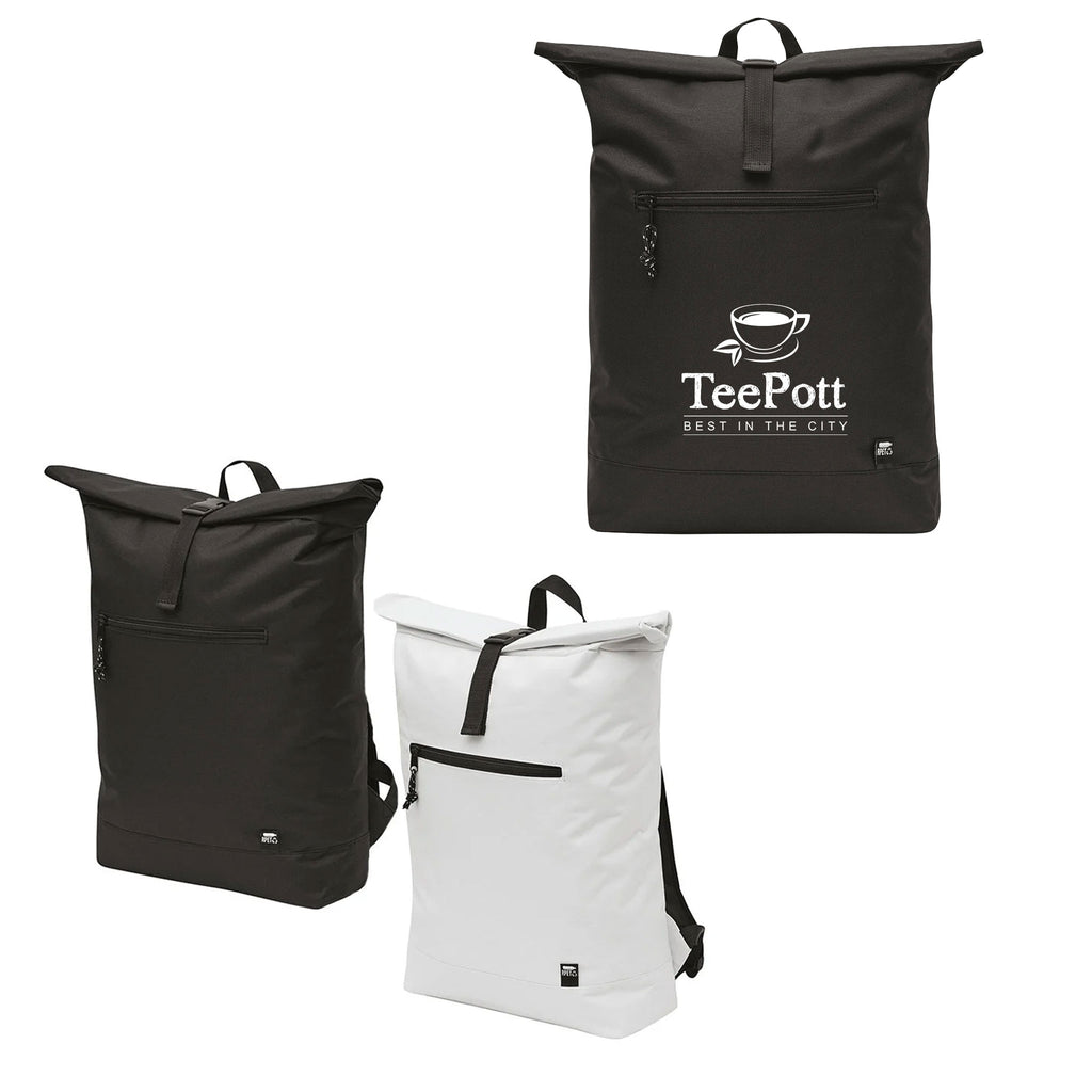Black and White Rucksack mit Werbedruck in schwarzer Ausführung sowie in schwarzer und weißer Variante ohne Druck