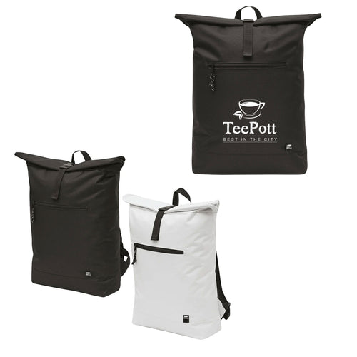 Black and White Rucksack mit Werbedruck in schwarzer Ausführung sowie in schwarzer und weißer Variante ohne Druck