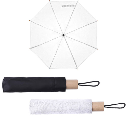Black and White Taschenschirm neutral als geöffnete weiße Variante sowie in schwarzer und weißer geschlossener Ausführung