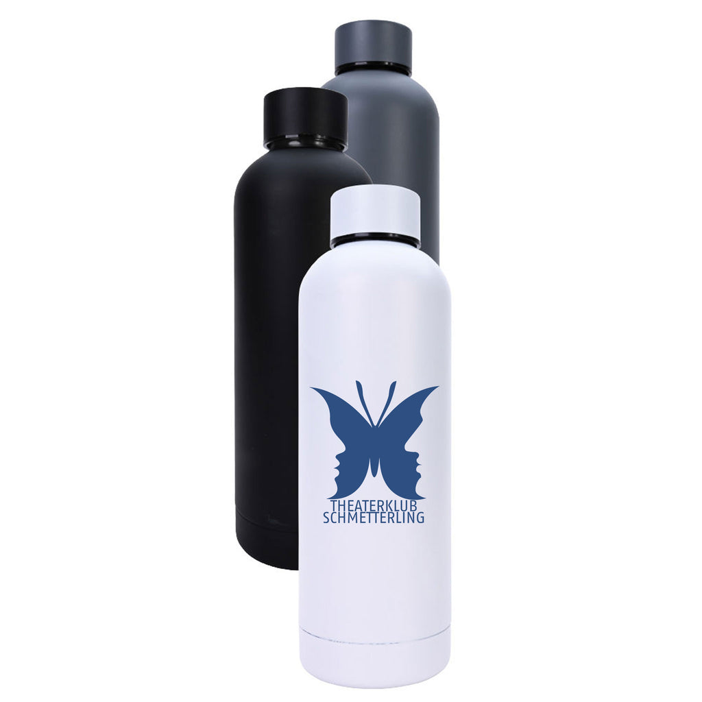 Black and White Trinkflasche mit Gestaltung auf dem Flaschenkörper