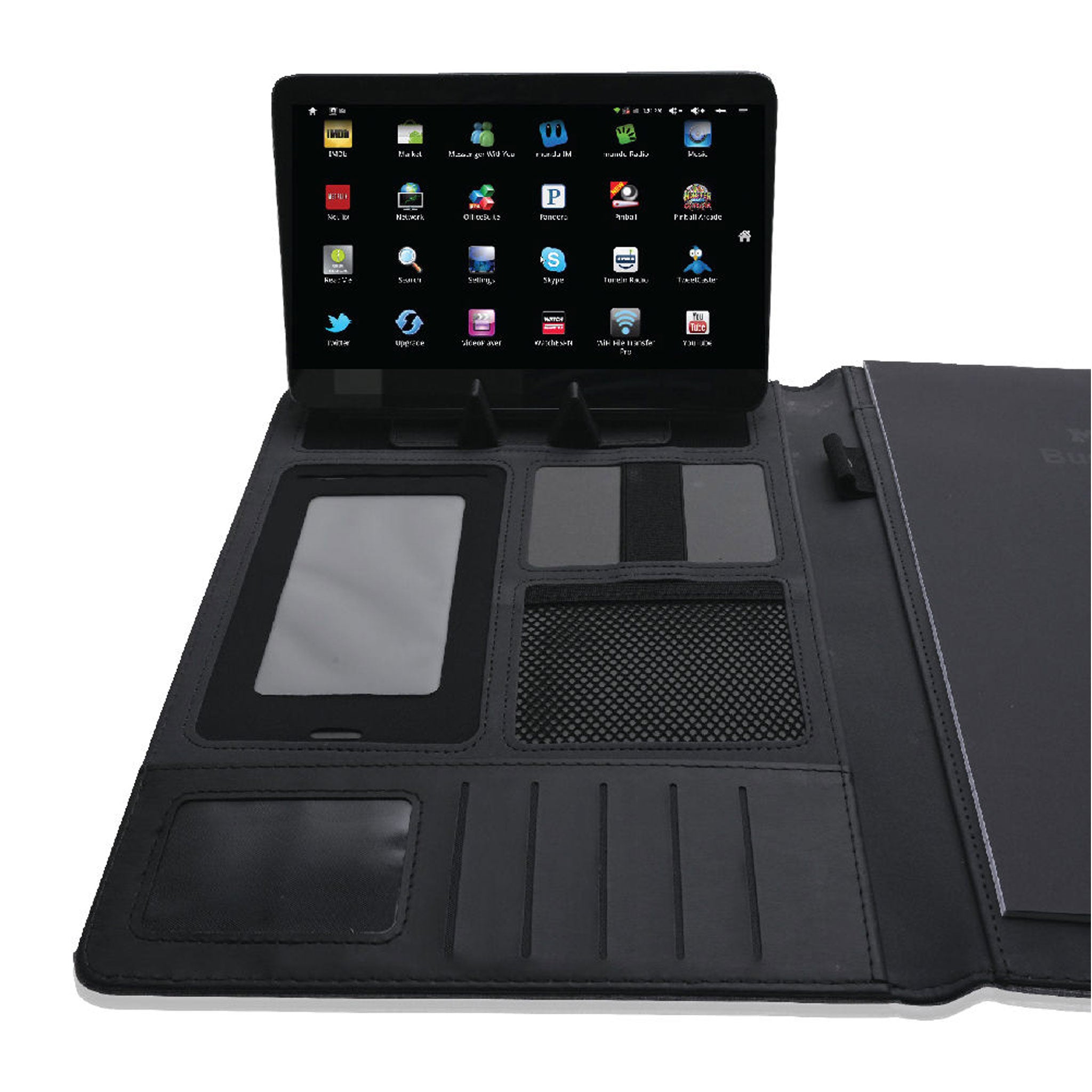 Blackmaxx Business Mappe Metropolis A4 mit Halterungen für Tablet und Zubehör