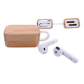 Bluetooth Kopfhörer in Bambusbox mit Ladecase und Ladeanzeige