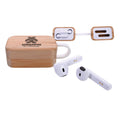 Bluetooth Kopfhörer in Bambusbox mit Druck auf der Oberseite