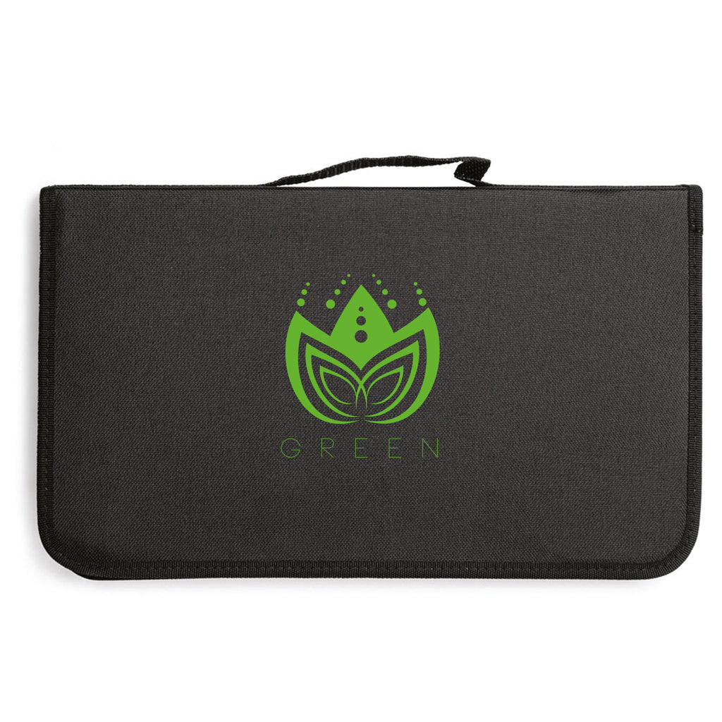 5-teiliges Grillset mit Logo-Druck auf dem schwarzen Etui