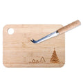 Holzbrett mit Tannenbaum-Motiv und Käsemesser im 2-teiligen Set