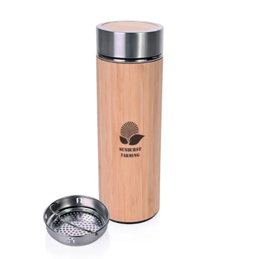 Isolierbecher Bamboo Go mit Gestaltung auf der Bambus-Ummantelung