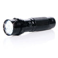 LED-Taschenlampe Dome aus schwarzem Metall ohne Druck mit eingeschaltetem LED-Licht