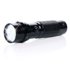 LED-Taschenlampe Dome aus schwarzem Metall ohne Druck mit eingeschaltetem LED-Licht