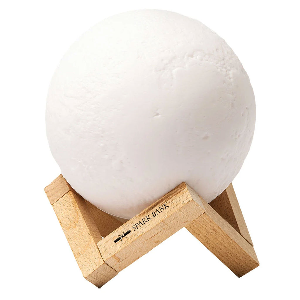 Lautsprecher Lampe im Mond Design mit Druck auf dem Holzfuß