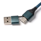 Detailansicht des Adapterkabels mit USB-Typ-C und Lightning Anschluss