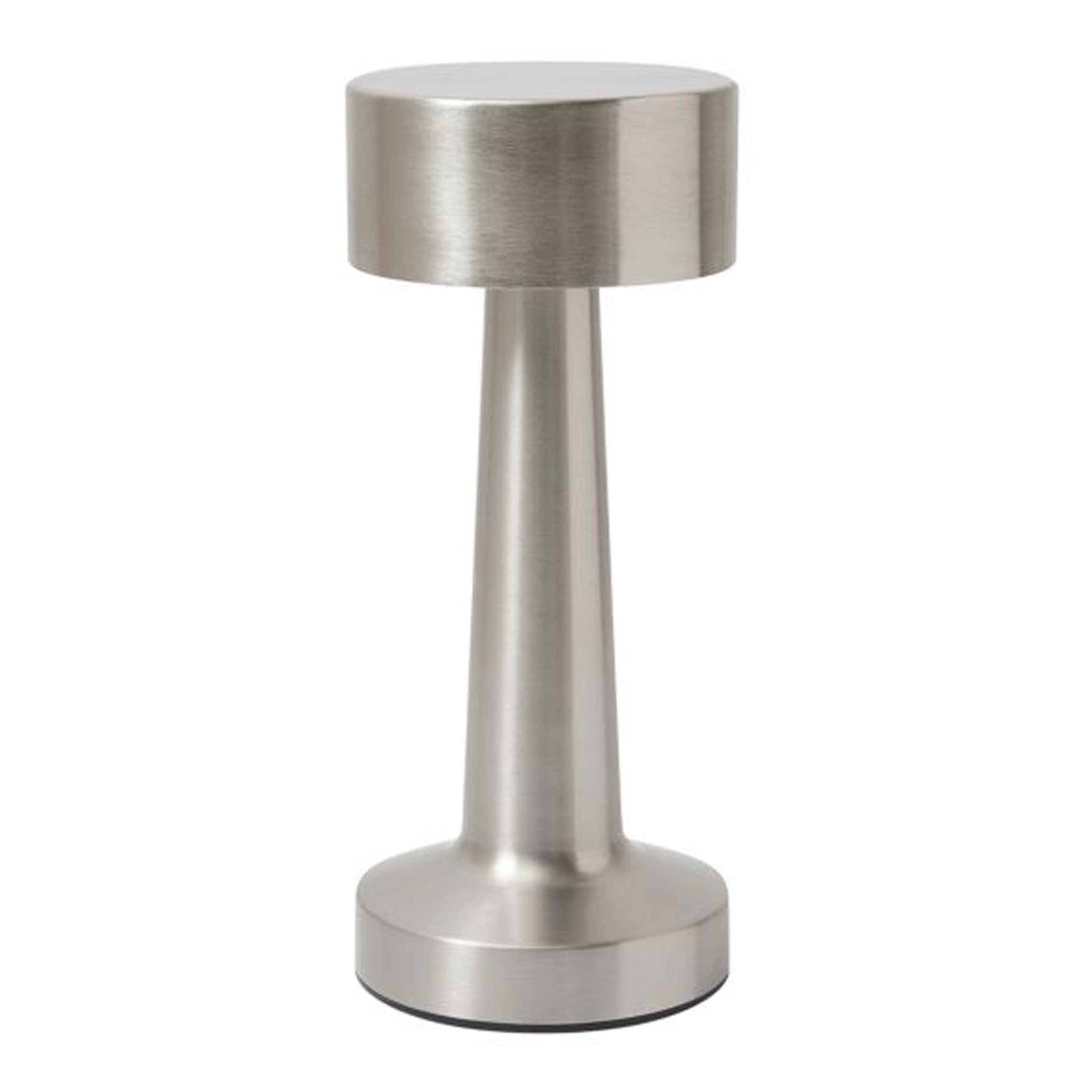 Silberfarbene Mushroom Edelstahl Tischlampe freigestellt