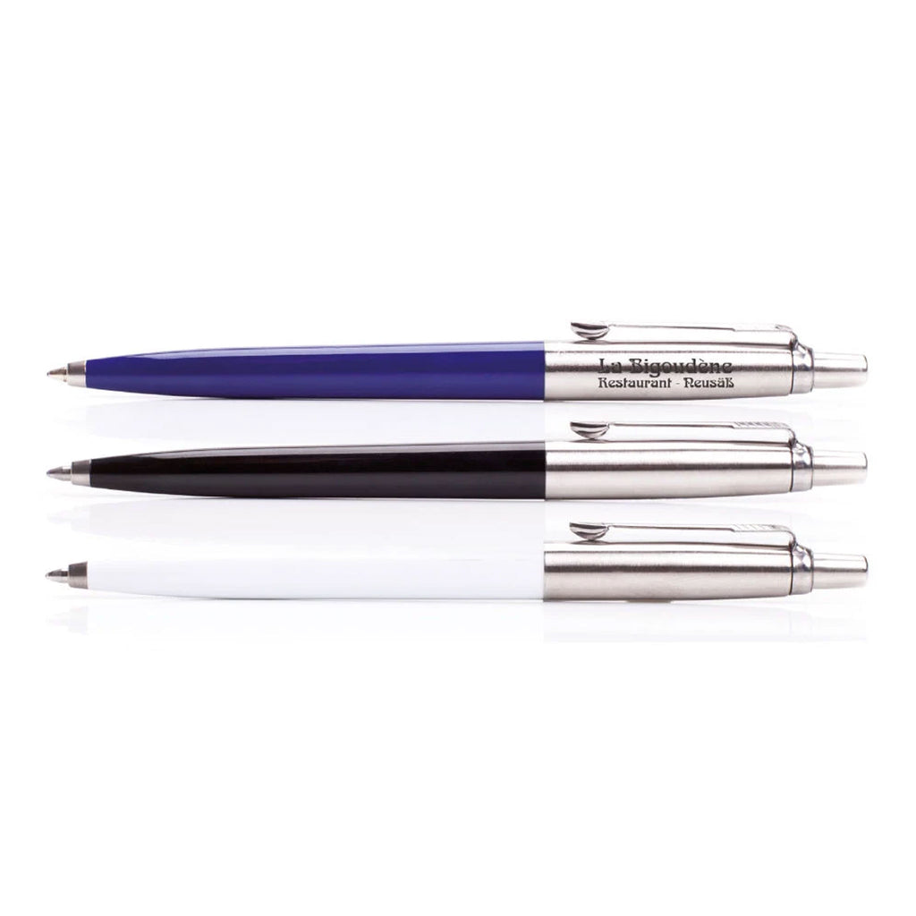 PARKER Kugelschreiber Jotter mit Schriftzug am Edelstahloberteil
