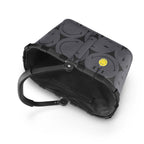 Reisenthel Carrybag Smiley grey in Draufsicht mit offenem Innenraum und Smiley Motiv