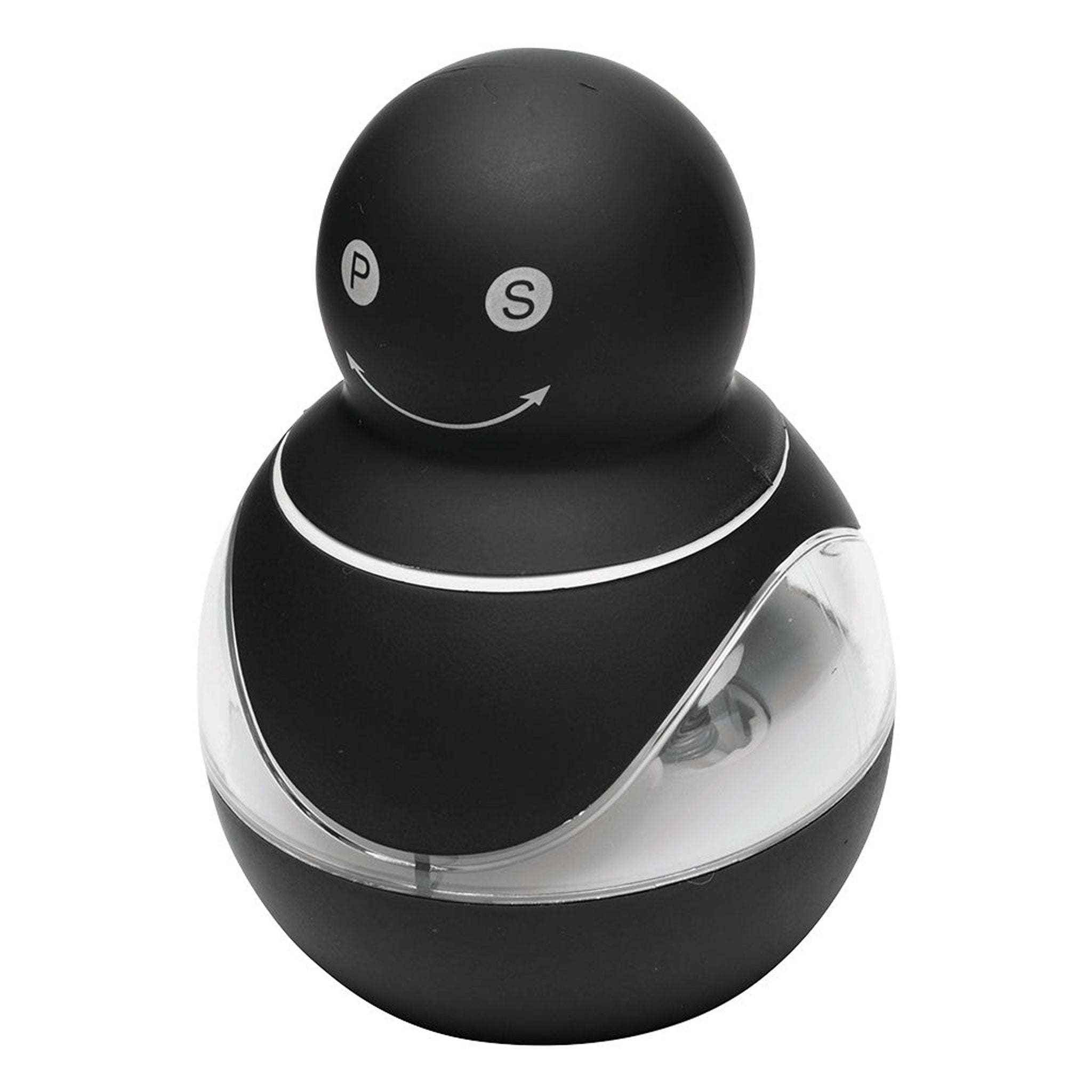 Salz und Pfefferstreuer Figur Innovation in Schwarz in schräger Seitenansicht
