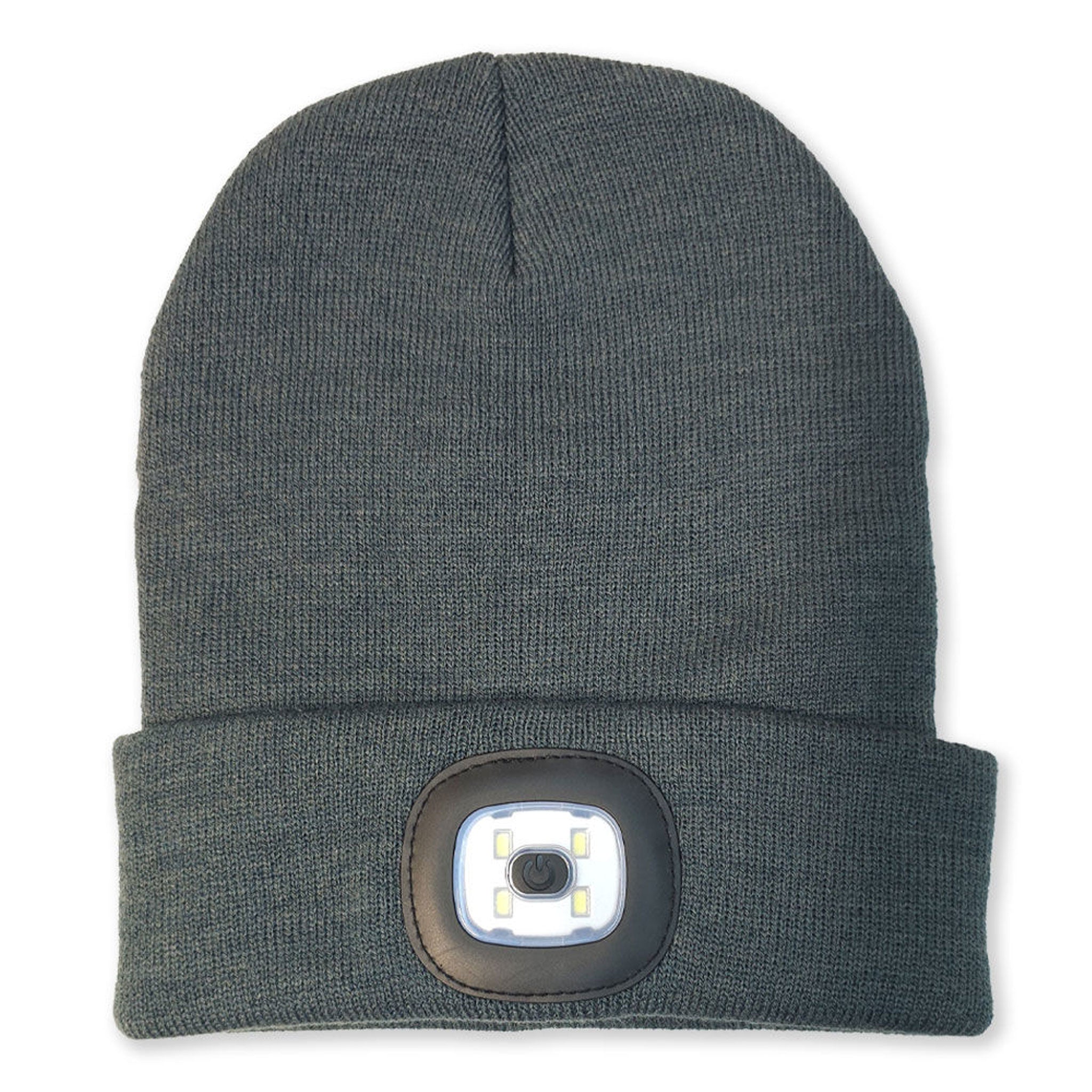 Strickmütze mit LED Licht und wiederaufladbarem Akku in Grau