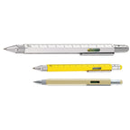 TROIKA Construction-Pen Metallkugelschreiber mit 6 Funktionen und integrierter Wasserwaage
