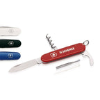 VICTORINOX Schweizer Messer Waiter in Rot mit Werbedruck auf dem Griff und ausgeklapptem Korkenzieher